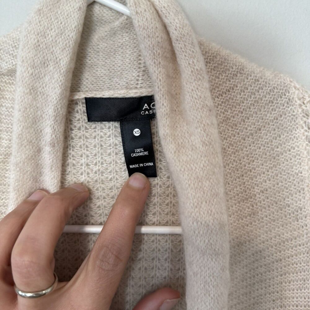 Bloomingdales Aqua Drape Open Front 100% Cashmere Cardigan Sweater XS $198 1637 - Picture 5 of 6